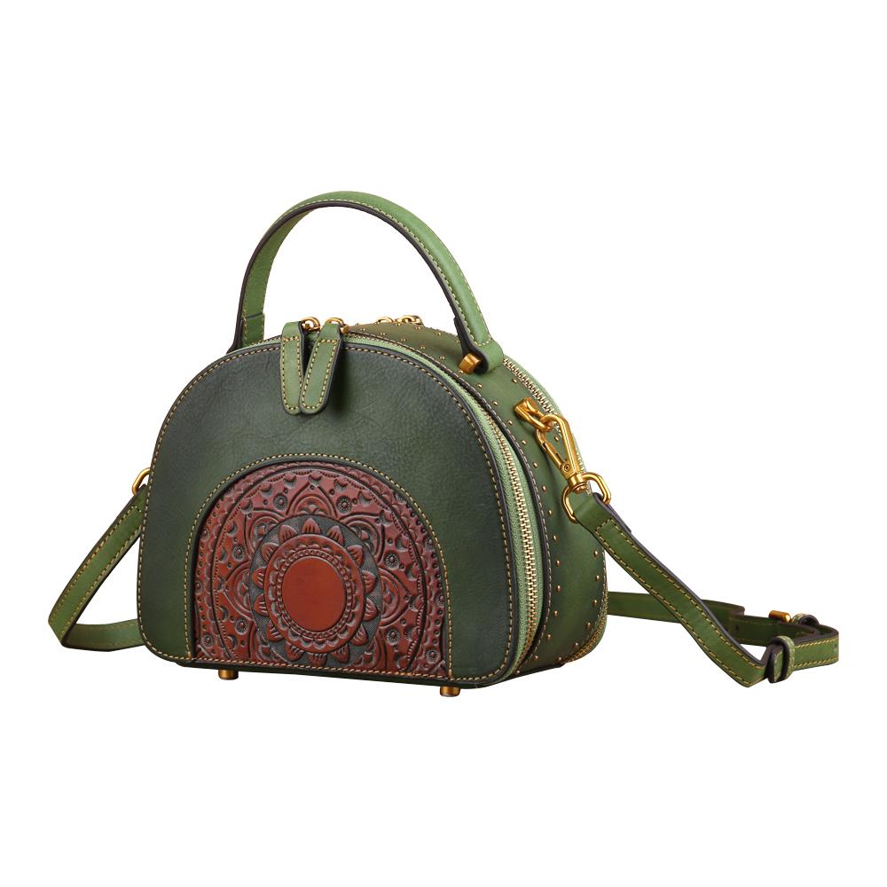 Rossie Viren Women's Womens Classic Vintage Studded Mini Half Moon Top Handle Cross Body Shoulder Bag