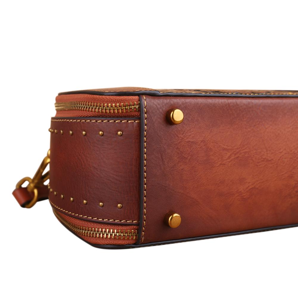 Rossie Viren Women's Womens Classic Vintage Studded Mini Half Moon Top Handle Cross Body Shoulder Bag