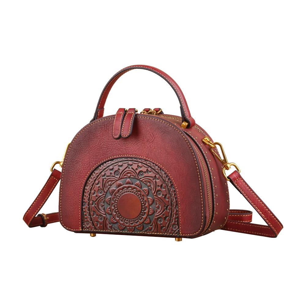 Rossie Viren Women's Womens Classic Vintage Studded Mini Half Moon Top Handle Cross Body Shoulder Bag