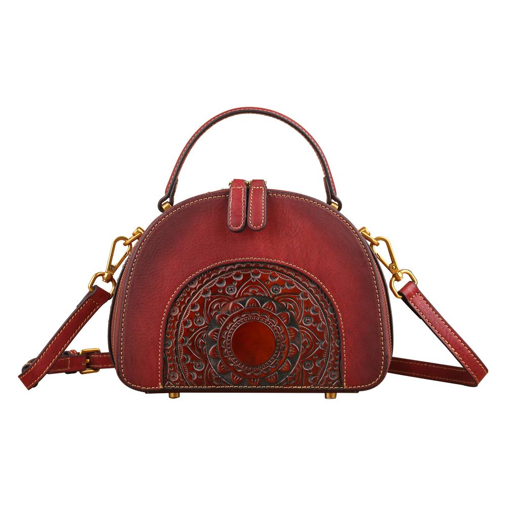 Rossie Viren Women's Womens Classic Vintage Studded Mini Half Moon Top Handle Cross Body Shoulder Bag