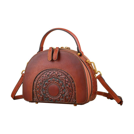 Rossie Viren Women's Womens Classic Vintage Studded Mini Half Moon Top Handle Cross Body Shoulder Bag
