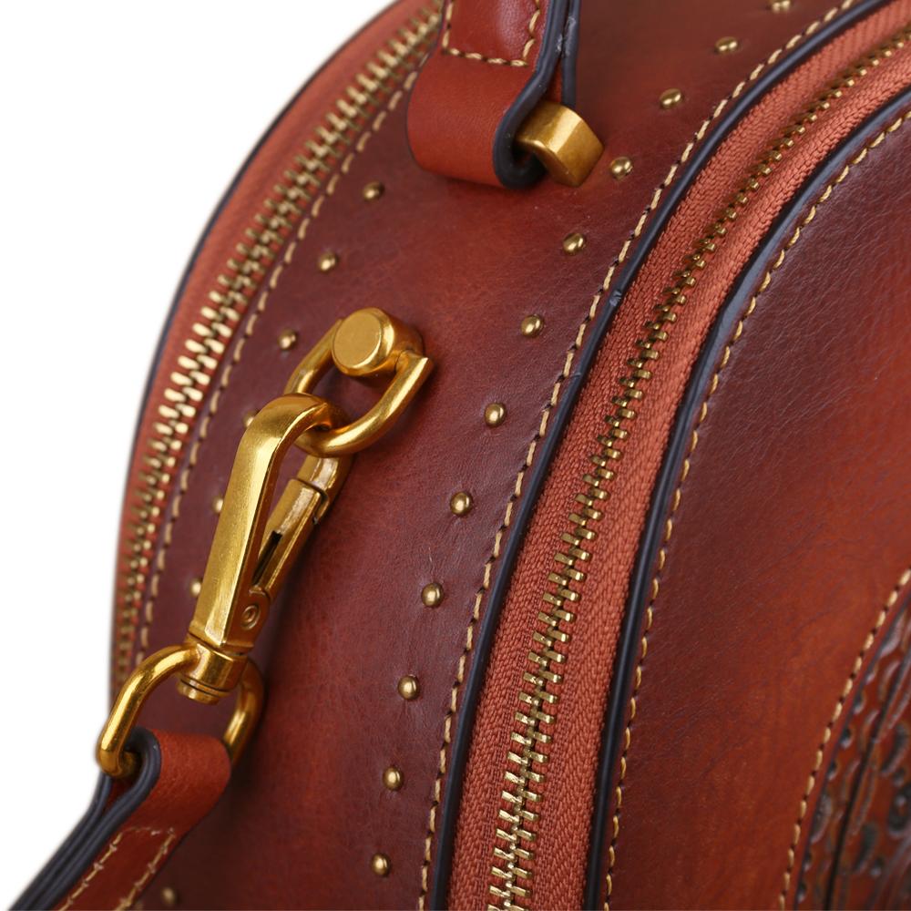 Rossie Viren Women's Womens Classic Vintage Studded Mini Half Moon Top Handle Cross Body Shoulder Bag