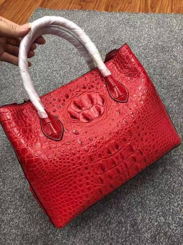 Womens Crocodile Skin Leather Satchel Bag Large 35cm