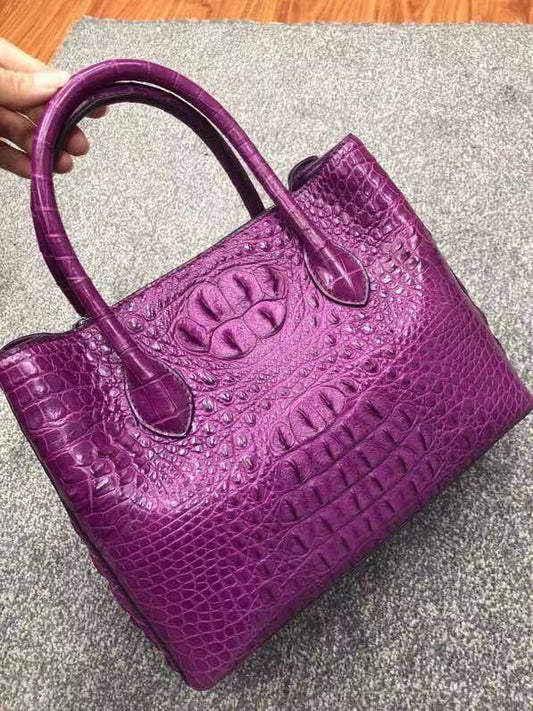 Womens Crocodile Skin Leather Satchel Bag Large 35cm