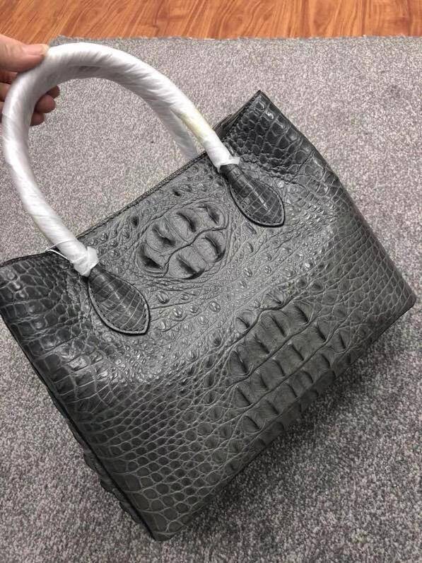 Womens Crocodile Skin Leather Satchel Bag Large 35cm