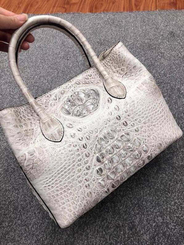 Womens Crocodile Skin Leather Satchel Bag Large 35cm