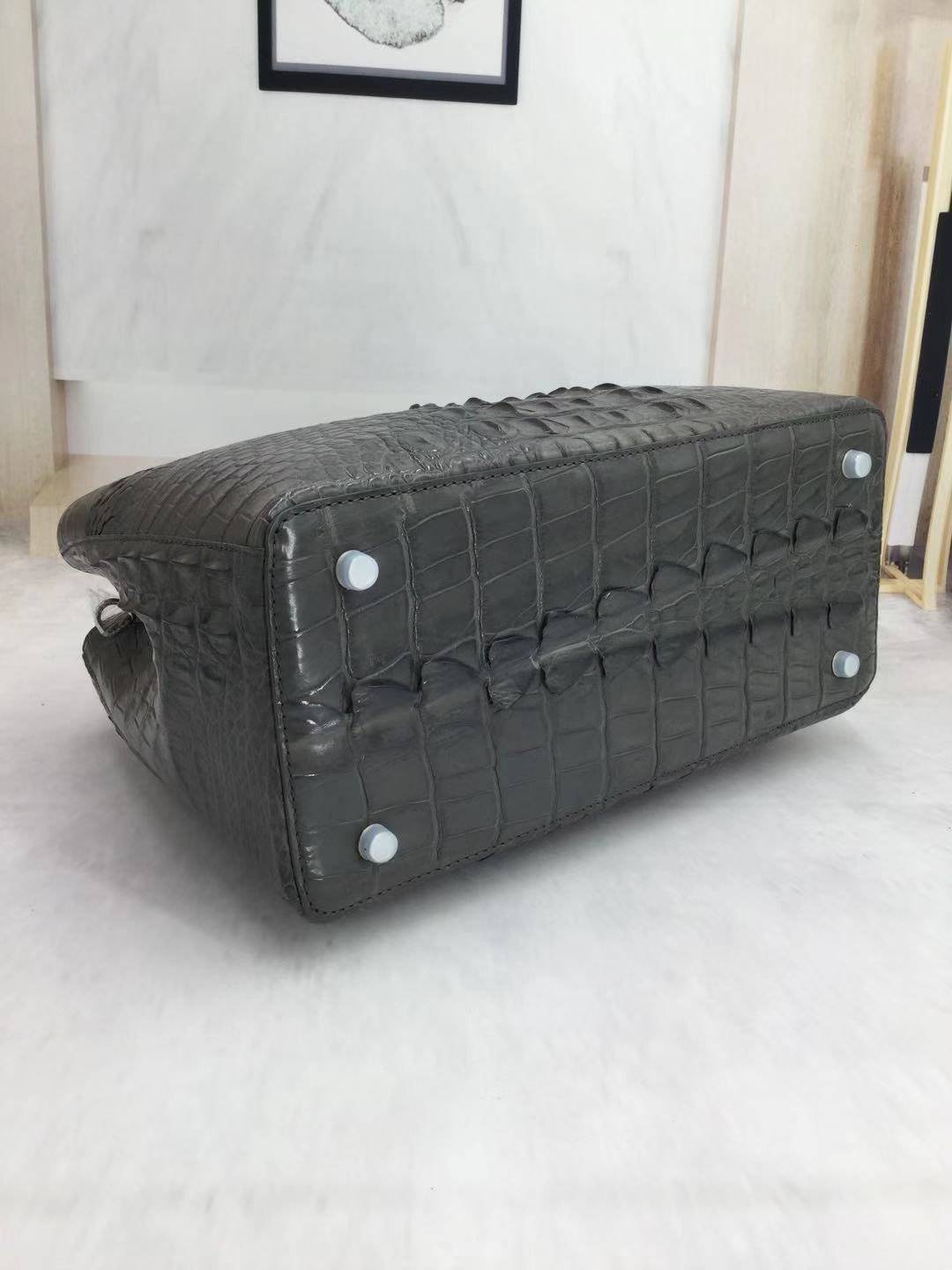 Womens Crocodile Skin Leather Satchel Bag Large 35cm