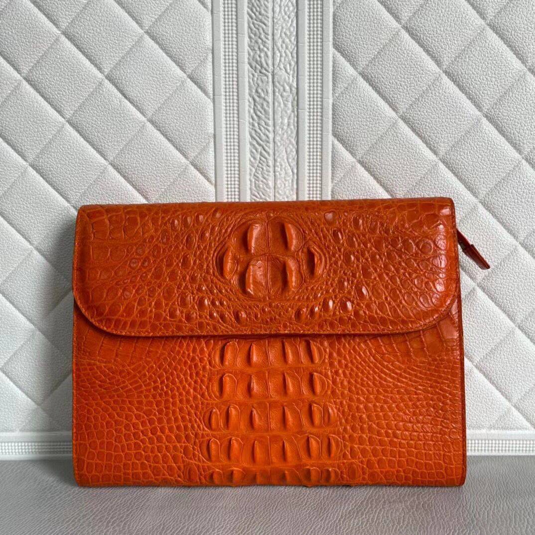 Rossie Viren women's genuine crocodile leather clutch with card holder, featuring a sleek, textured crocodile leather exterior.