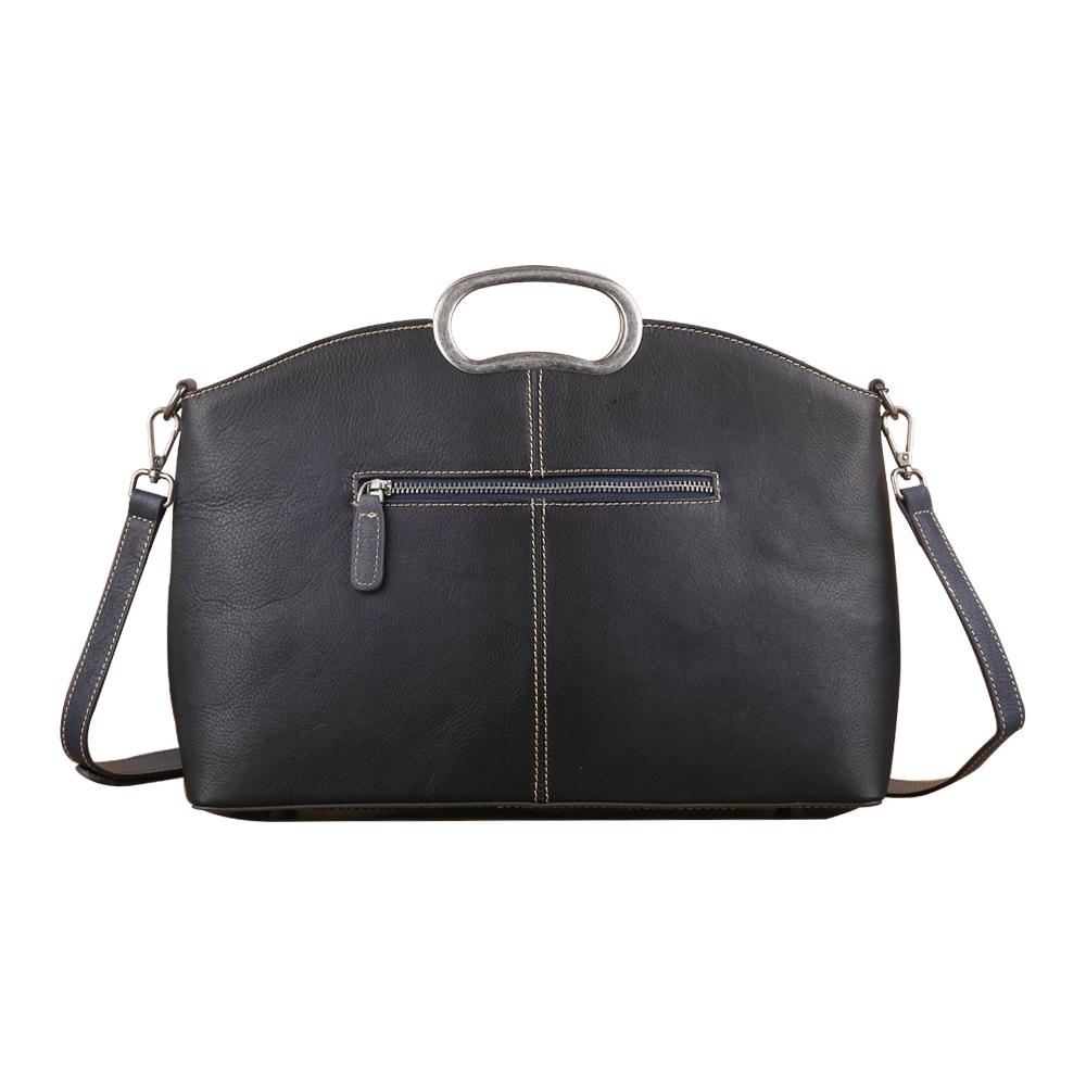 Rossie Viren Women's Womens Genuine Leather Tote Handbag Metal Top-Handle Bag Small