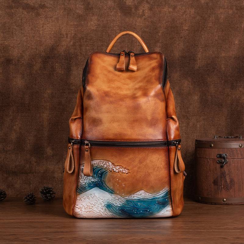 Rossie Viren Women's Womens Vintage Leather Large Backpack