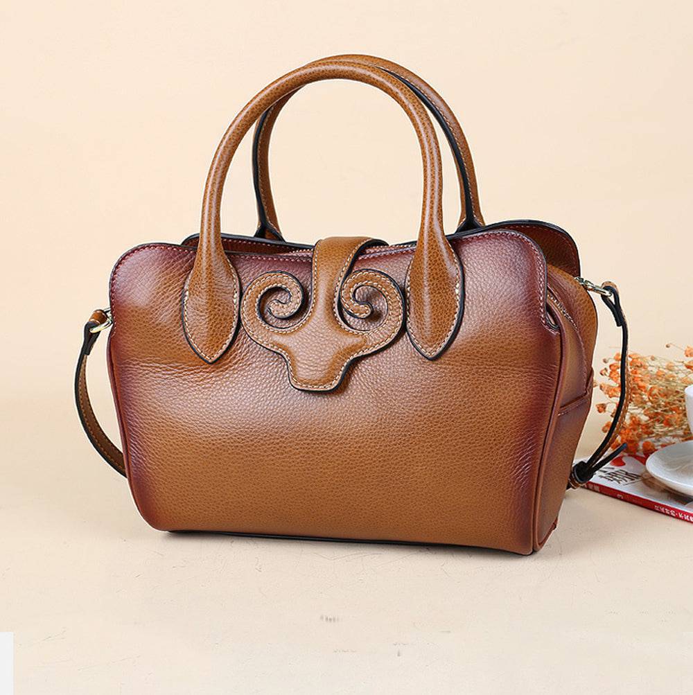 Rossie Viren Women's Womens Vintage Leather Top Handle Bag Medium
