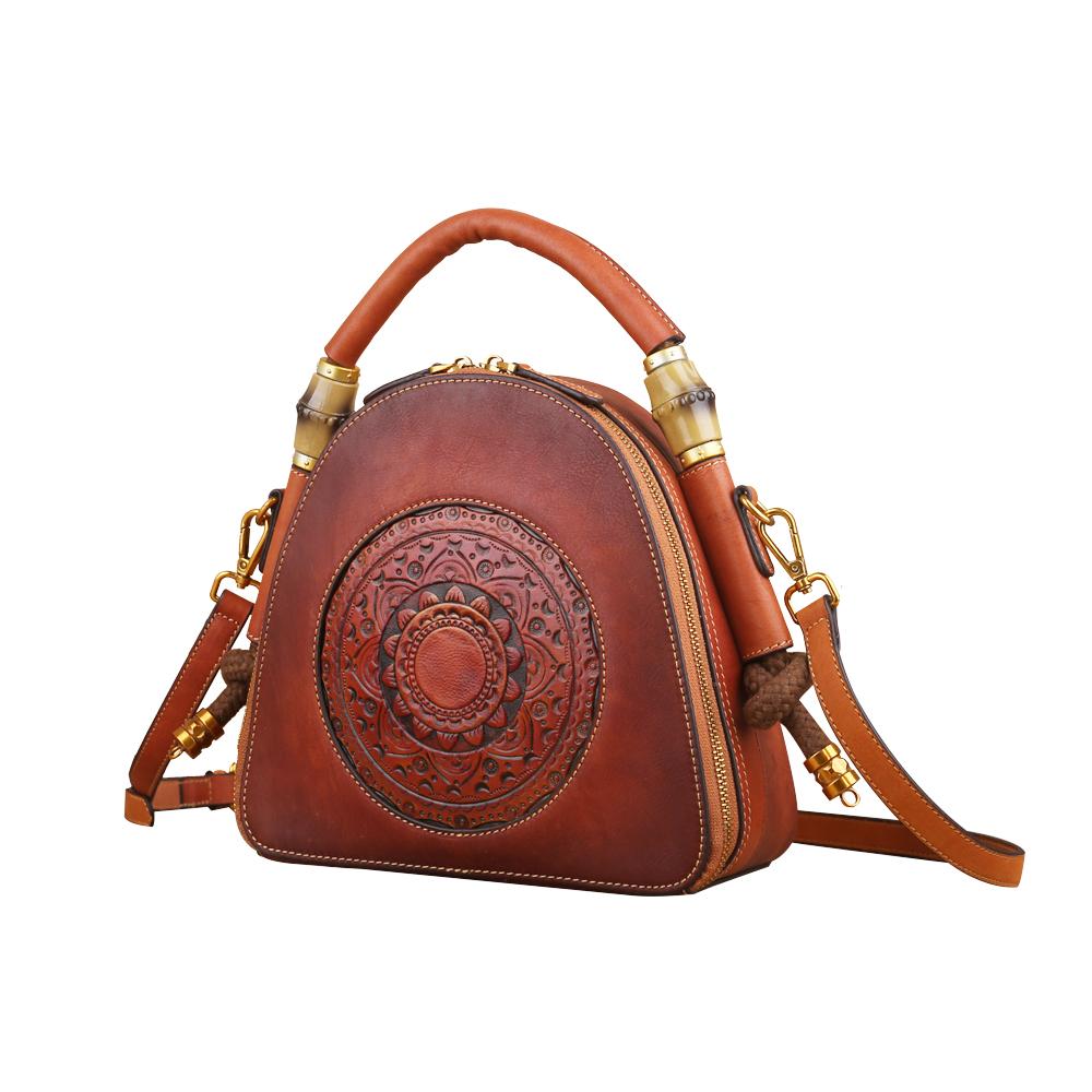 Rossie Viren Women's Womens Vintage Leather Top Handle Cross Body Messenger Bags