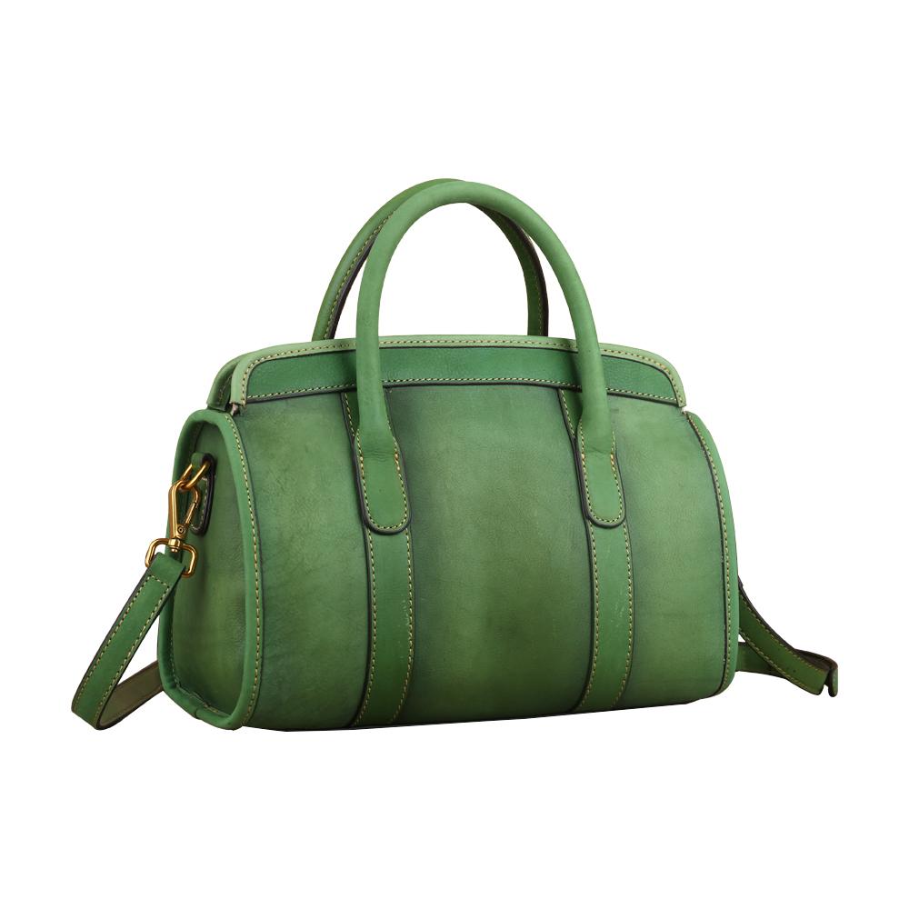 Rossie Viren Women's Womens Vintage Leather Top Handle Satchel Bag Small