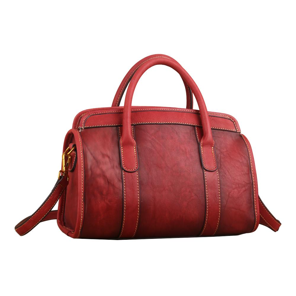 Rossie Viren Women's Womens Vintage Leather Top Handle Satchel Bag Small