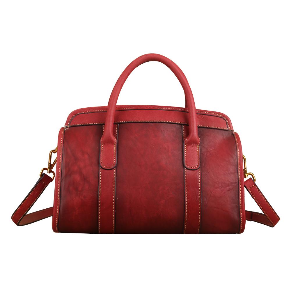 Rossie Viren Women's Womens Vintage Leather Top Handle Satchel Bag Small