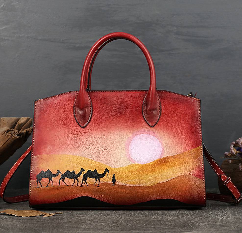 Rossie Viren Women's Womens Vintage Leather Top Handle Satchel Bags