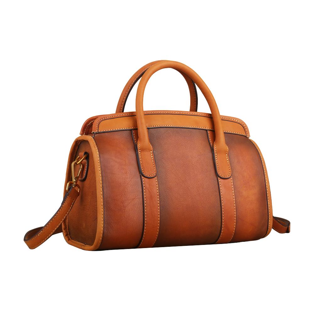Rossie Viren Women's Womens Vintage Leather Top Handle Satchel Bag Small
