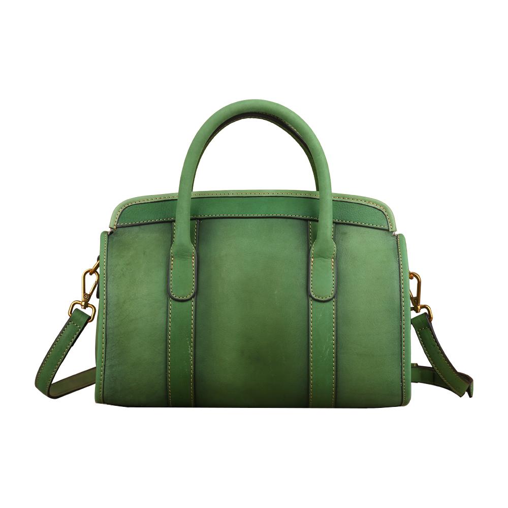 Rossie Viren Women's Womens Vintage Leather Top Handle Satchel Bag Small