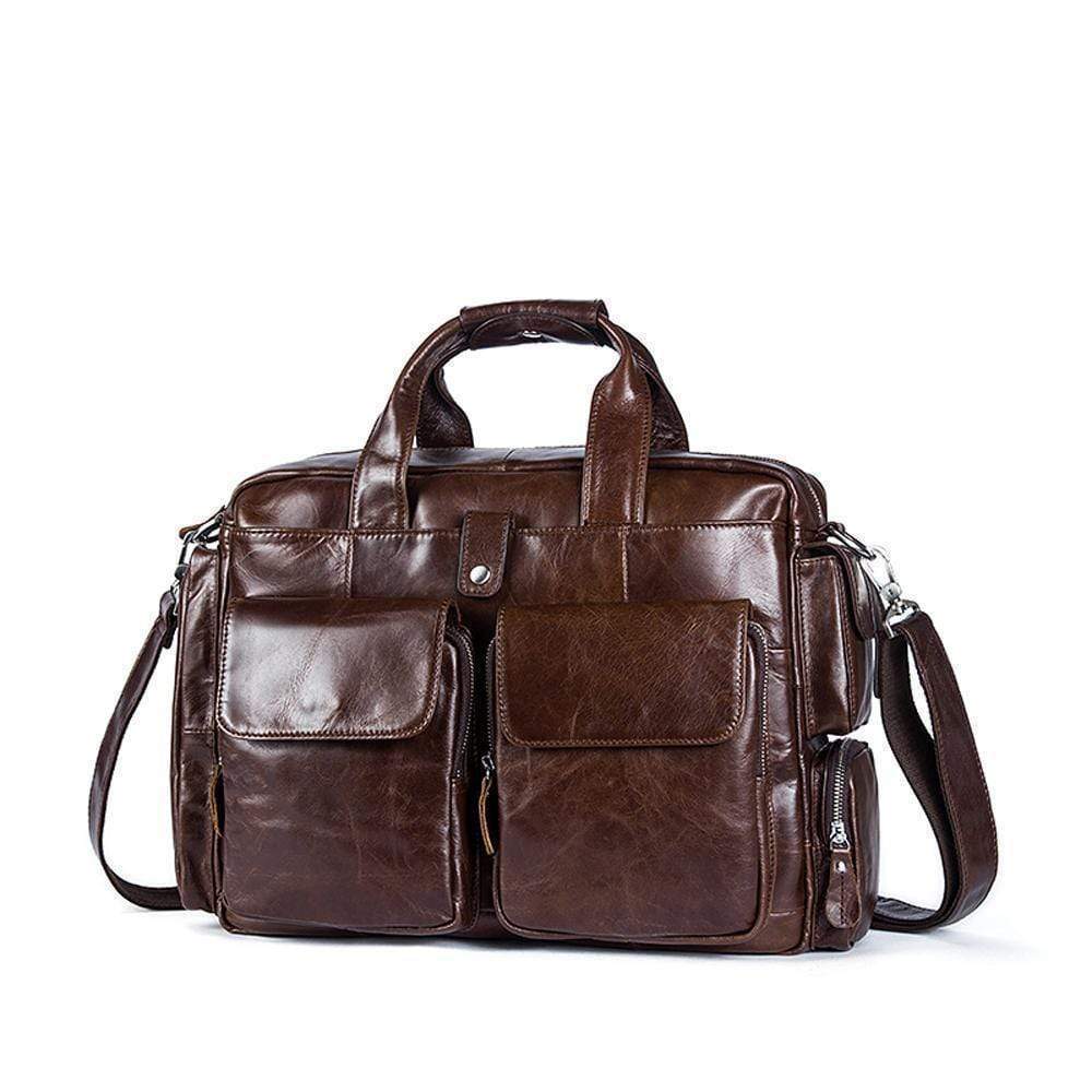 Rossie Viren Men's Large Handmade Vintage Leather Briefcase Messenger Shoulder Bag